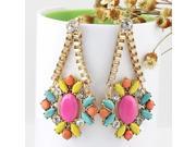 Fashion Jewelry Christmas Gifts Colorful Flower Rhinestone Gold Color Alloy Danging Earrings for Women