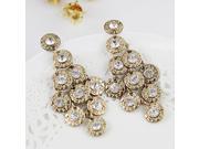 fashion jewelry vintage designer brand gold filled alloy hollow out water drop imitation crystal bling dangle earrings