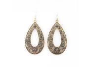 Traditional Vintage Jewelry Bronze Alloy Carved Pattern Ethnic Style Water Drop Big Dangle Earrings for Women