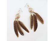 Vintage jewelry new design elegant gold color alloy imitation crystal leopard feather long dangle earrings