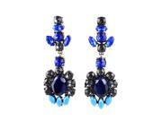 2014 Fashion Deep Blue Rhinestone Large Exaggerated Drop Earrings for Women Gift Engangement Wholesale