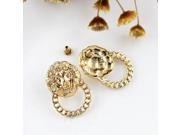 Designer jewelry bijoux women gold filled alloy tiny lion head stud earrings for women