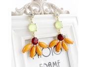 New 2014 Fashionable Gold Filled Alloy Colorful Imitation Gemstone Lovely Bling Dangle Earrings
