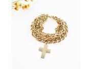 New Arrival Wholesale Items Gold Plated Alloy Multilayer Chains Cross Charm Punk Style Bracelets and Bangles for Women