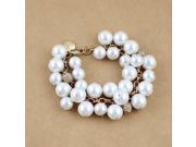 New 2014 spring gold filled alloy chain white imitation pearl beads bracelets and bangles for women