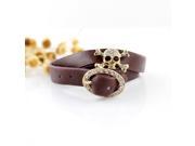 New Design Vintage Jewelry Gold Color Alloy Brown PU Leather Punk Style Skull Bracelets and Bangles For Women