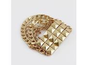 Designer Jewelry New Fashionable Gold Plated Alloy Chain Spike Punk Style Bracelets and Bangles for Women