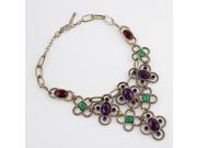 Fashion Jewelry New Style Antique Style Alloy Hollow Out Colorful Big Rhinestones Bib Necklace For Women