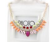 Fashion Jewelry Hot Selling Graceful Gold Color Alloy Chain Colorful Shiny Rhinestones Water Drop Shape Chain Necklace For Women