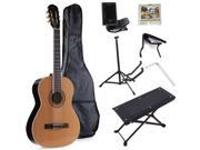 ADM Full Size Spruce Top Nylon Strings Classical Guitar Bundle with Gig Bag D Addario Strings Pitch pipe Strap Picks for Beginner
