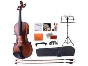 ADM 4 4 Full Size Handcrafted Solid Wood Violin with Starter Kits for Beginners Varnish Finish Brown