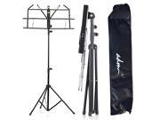 ADM Folding Adjustable Music Stand with Carrying Bag Portable Metal Stand for Sheet Music Black