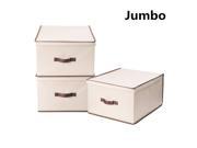 StorageManiac Foldable Polyester Canvas Storage Box Convenient Storage Box with Lid Jumbo 3 Pack