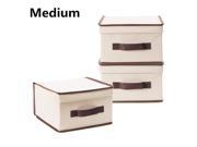 StorageManiac Pack of 3 Foldable Natural polyester Canvas Storage Box Convenient Storage Box with Lid Medium