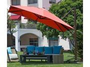 Abba Patio 10 ft Square Easy Open Offset Outdoor Umbrella Square Parasol with Cross Base Dark Red