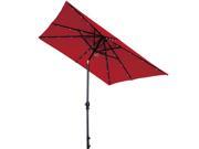 Abba Patio Rectangular Solar Powered Aluminum Outdoor Umbrella with Tilt and 28 Solar LED Lights 7 x 9 Ft Dark Red