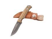 Coleman CM2001 Zabra Wood Handle Fixed Blade Knife 6 Inch Overall w Leather Sheath