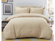 Word of Dream Brushed Microfiber Solid Duvet Cover Sets 3 PC Luxury Soft King Beige
