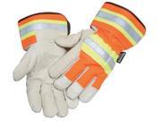 Radnor X Large Orange And Gray Pigskin And Polyester Thinsulate Lined Cold Weather Gloves With Wing Thumb And Safety Cuffs