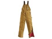 Carhartt 42 X 30 Regular Brown Nylon Quilt Lined 12 Ounce Heavy Weight Cotton Duck Bib Overalls With Ankle To Knee Leg Zippers With Protective Wind Flaps Clos