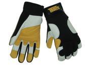 Tillman Medium Black Gold And Pearl TrueFit Full Finger Top Grain Goatskin Super Premium Mechanics Gloves With Elastic Cuff Nylon Spandex Back Goatskin