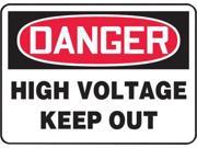 Accuform Signs 7 X 10 Black Red And White 4 mils Adhesive Vinyl Electrical Sign DANGER HIGH VOLTAGE KEEP OUT