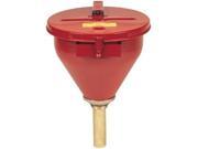 Justrite 2.6 Gallon Red Galvanized Steel Large Safety Drum Funnel With Self Closing Cover And 6 Flame Arrester For Flammables