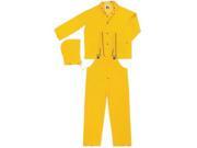 River City Garments 5X Yellow Classic .3500 mm PVC And Polyester Flame Resistant 3 Piece Rain Suit Includes Jacket With Front Snap Closure Detachable Drawstri