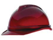 MSA Red Class C Type I V Gard 500 Polyethylene Vented Style Hard Cap With 6 Point Fas Trac Ratchet Suspension