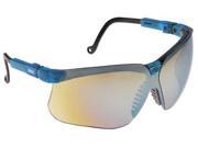 Uvex By Honeywell Genesis Safety Glasses With Blue Nylon Frame And Gold Mirror Polycarbonate Ultra dura Anti Scratch Hard Coat Lens