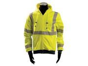 OccuNomix Large Hi Viz Yellow OccuLux Premium 9.4 oz Wicking Polyester Class 3 Hoodie Sweatshirt With Front Zipper Closure 3M Scotchlite 2 Reflective Tape