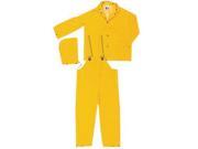 River City Garments Large Yellow Classic .35 mm Polyester And PVC 3 Piece Rain Suit Includes Jacket With Front Snap Closure Detached Hood And Snap Fly Bib Pan