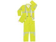 River City Garments 2X Fluorescent Lime Luminator .3800 mm PVC And Polyester 3 Piece Rain Suit With Silver Reflective Stripe Includes Jacket With Front Snap Cl