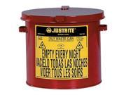 Justrite 2 Gallon Red Galvanized Steel Countertop Oily Waste Can With Hand Operated Opening Device