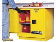 Justrite 22 Gallon Yellow Sure Grip EX 18 Gauge Cold Rolled Steel Undercounter Safety Cabinet With 2 Manual Close Doors And 1 Shelf For Flammables