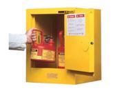 Justrite 4 Gallon Yellow Sure Grip EX 18 Gauge Cold Rolled Steel Countertop Safety Cabinet With 1 Self Closing Door And 1 Shelf For Flammables