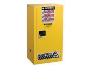 Justrite 15 Gallon Yellow Sure Grip EX 18 Gauge Cold Rolled Steel Compact Safety Cabinet With 1 Self Closing Door And 1 Shelf For Flammables
