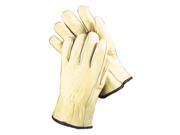 Radnor Small Grain Cowhide Unlined Drivers Gloves With Straight Thumb Slip On Cuff Color Coded Hem And Shirred Elastic Back