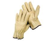 Radnor Large Grain Pigskin Unlined Drivers Gloves With Keystone Thumb Slip On Cuff Color Coded Hem And Shirred Elastic Back