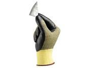 Ansell Size 10 HyFlex Light Duty Cut Resistant Black Foam Nitrile Palm Coated Work Gloves With Yellow DuPont Kevlar And Nylon Liner And Knit Wrist