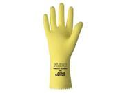Ansell Size 7 Lemon Yellow FL100 12 Cotton Flock Lined 17 mil Unsupported Natural Rubber Latex Chemical Resistant Gloves With Fishscale Grip Finish And Pinked