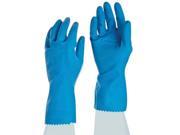 Ansell Size 10 Sky Blue FL100 12 Cotton Flock Lined 17 mil Unsupported Natural Rubber Latex Chemical Resistant Gloves With Fishscale Grip Finish And Pinked Cuf