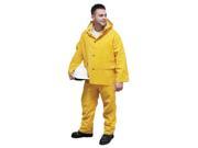 Radnor X Large Yellow .35 mm Polyester And PVC 3 Piece Rain Suit Includes Jacket With Front Snap Closure Detached Hood And Snap Fly Bib Pants