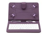 iRULU 7 PU Leather Micro USB Keyboard Case With Buttons Stand Cover for Tablet Purple