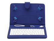 iRULU 7 PU Leather Micro USB Keyboard Case With Buttons Stand Cover for Tablet Blue