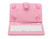 iRULU 7 PU Leather Micro USB Keyboard Case With Buttons Stand Cover for Tablet Pink