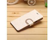 Luxury Glittering Leather Flip Wallet Case for Samsung Galaxy Note 4 White