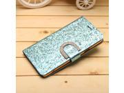Luxury Glittering Leather Flip Wallet Case for Samsung Galaxy Note 4 Blue