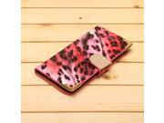 4.7 Luxury Leopard Pattern PU Leather Wallet Flip Cover Case For iPhone 6 Rose Red