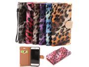 5.5 Luxury Leopard Pattern PU Leather Wallet Flip Cover Case For iPhone 6 Plus Brown